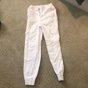 Pull and bear white cargo pants